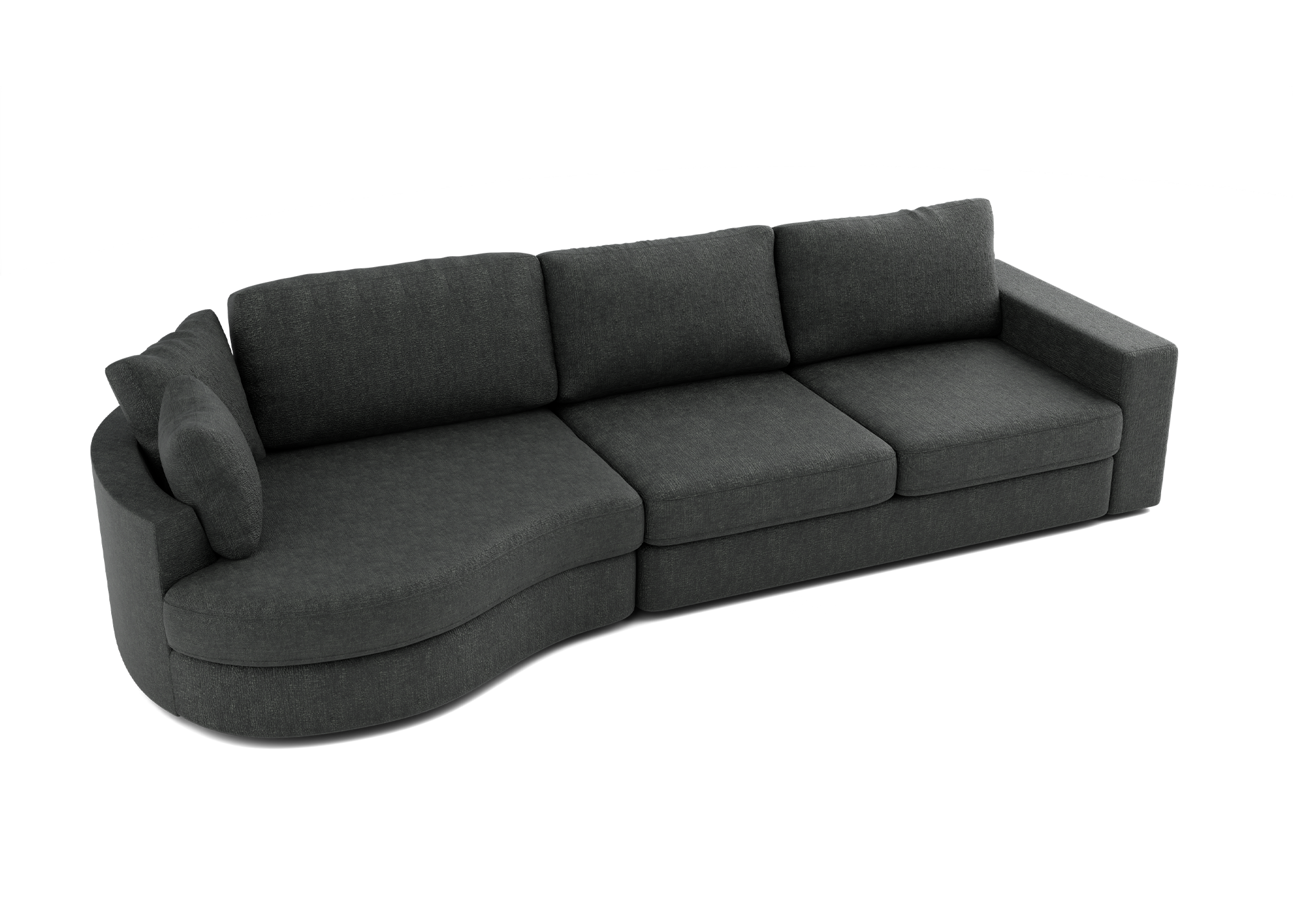 Lora Harmony rechte bank met ottomaan in zwart - Links