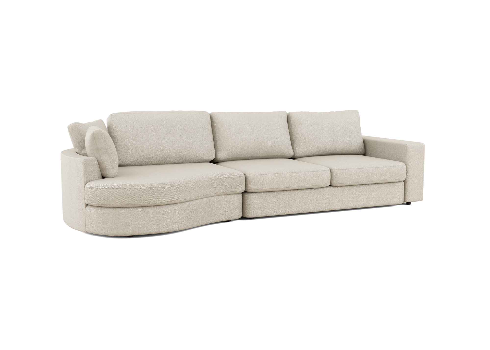 Lora Equilibrio rechte bank met ottomaan in beige - Links