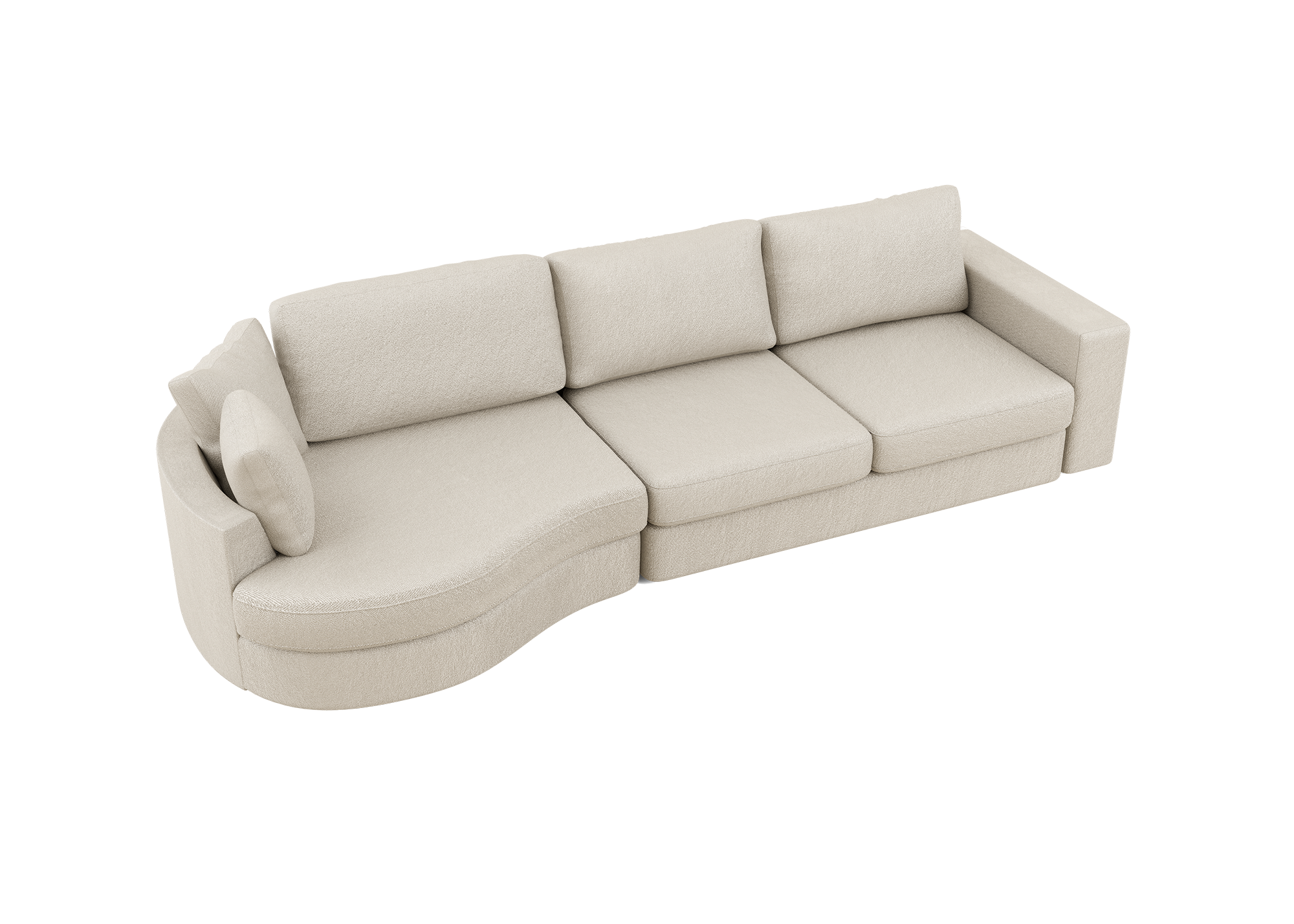 Lora Equilibrio rechte bank met ottomaan in beige - Links