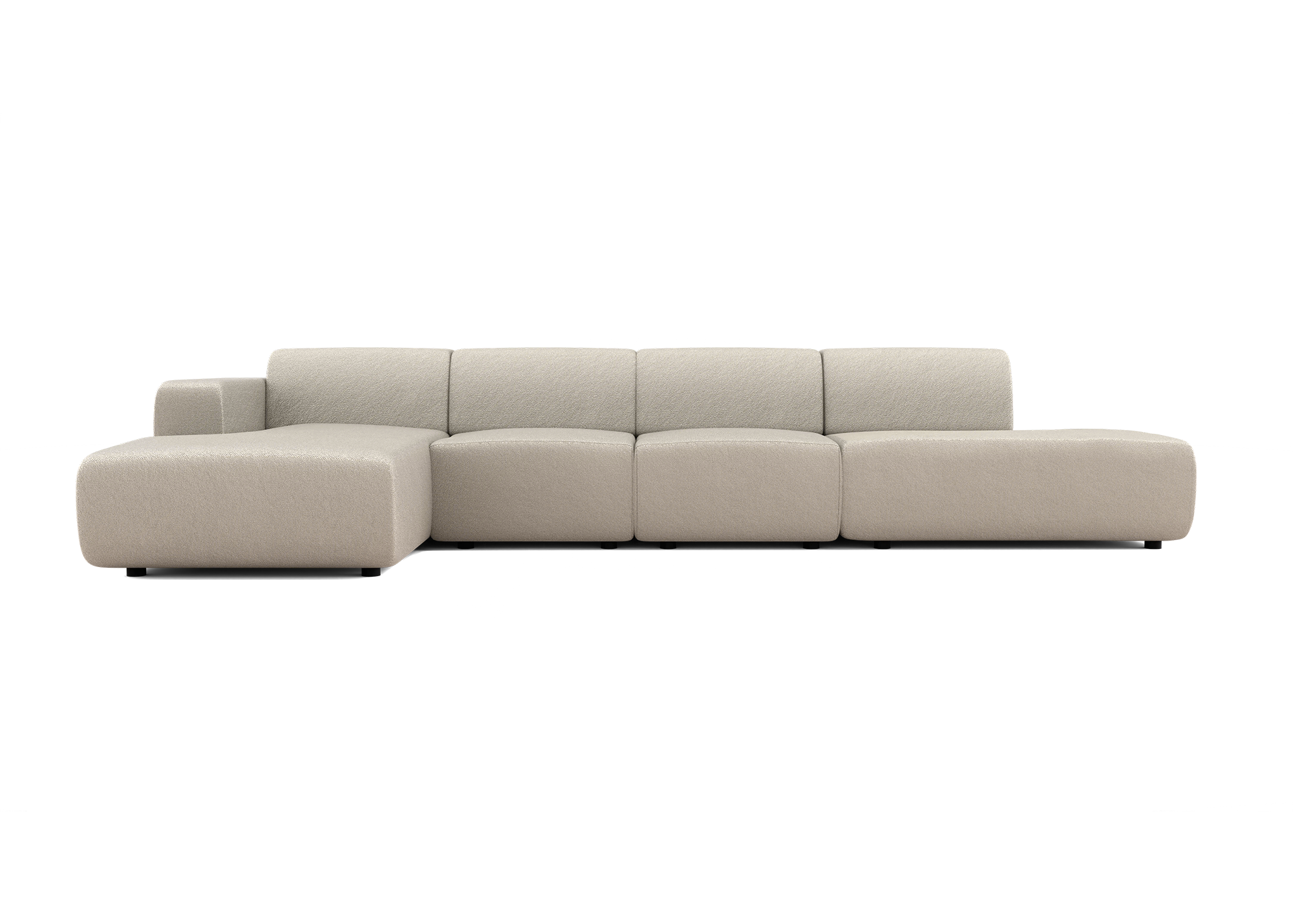 Manouk Equilibrio XL in beige loungebank met ottomaan - Links