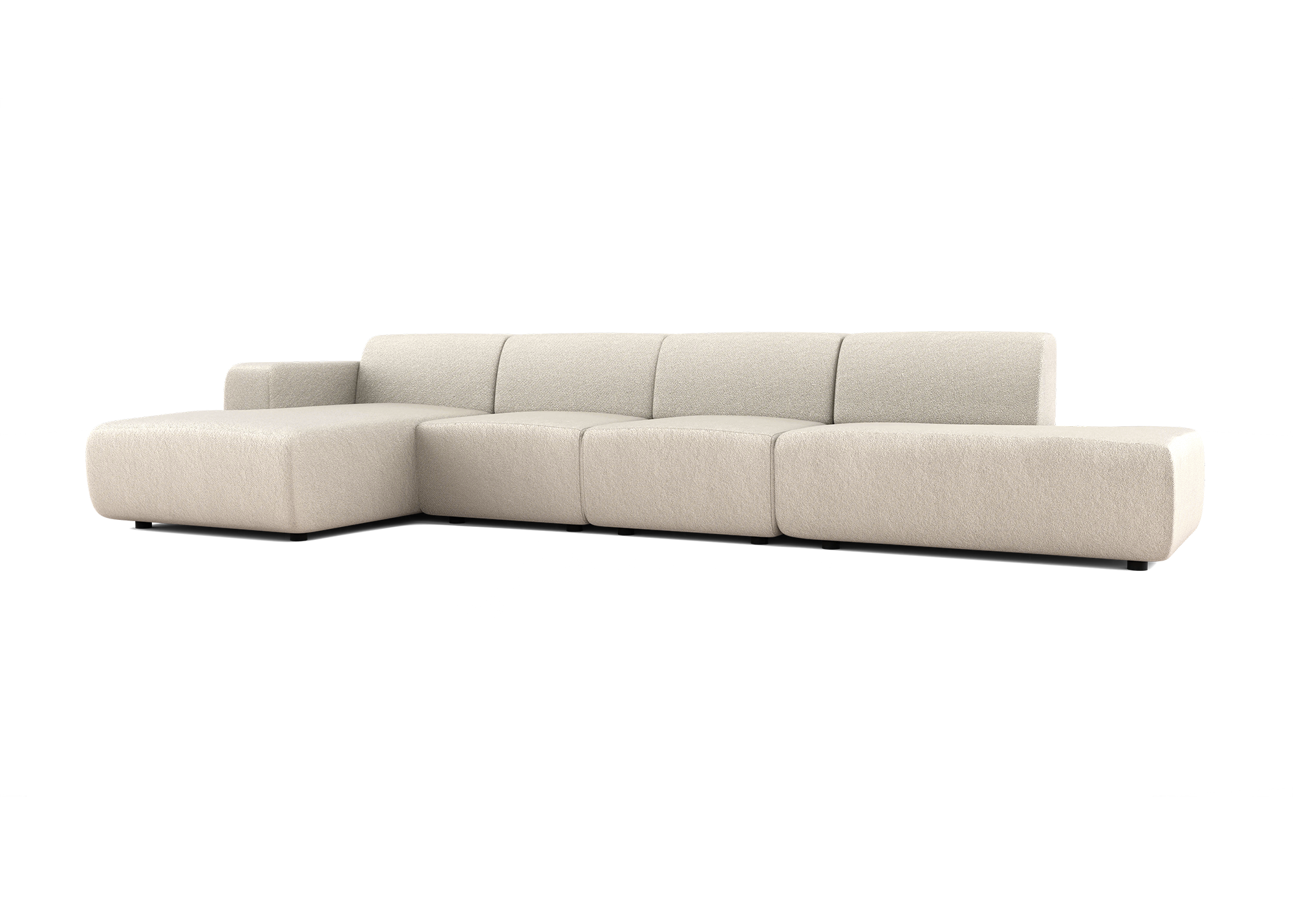Manouk Equilibrio XL in beige loungebank met ottomaan - Links