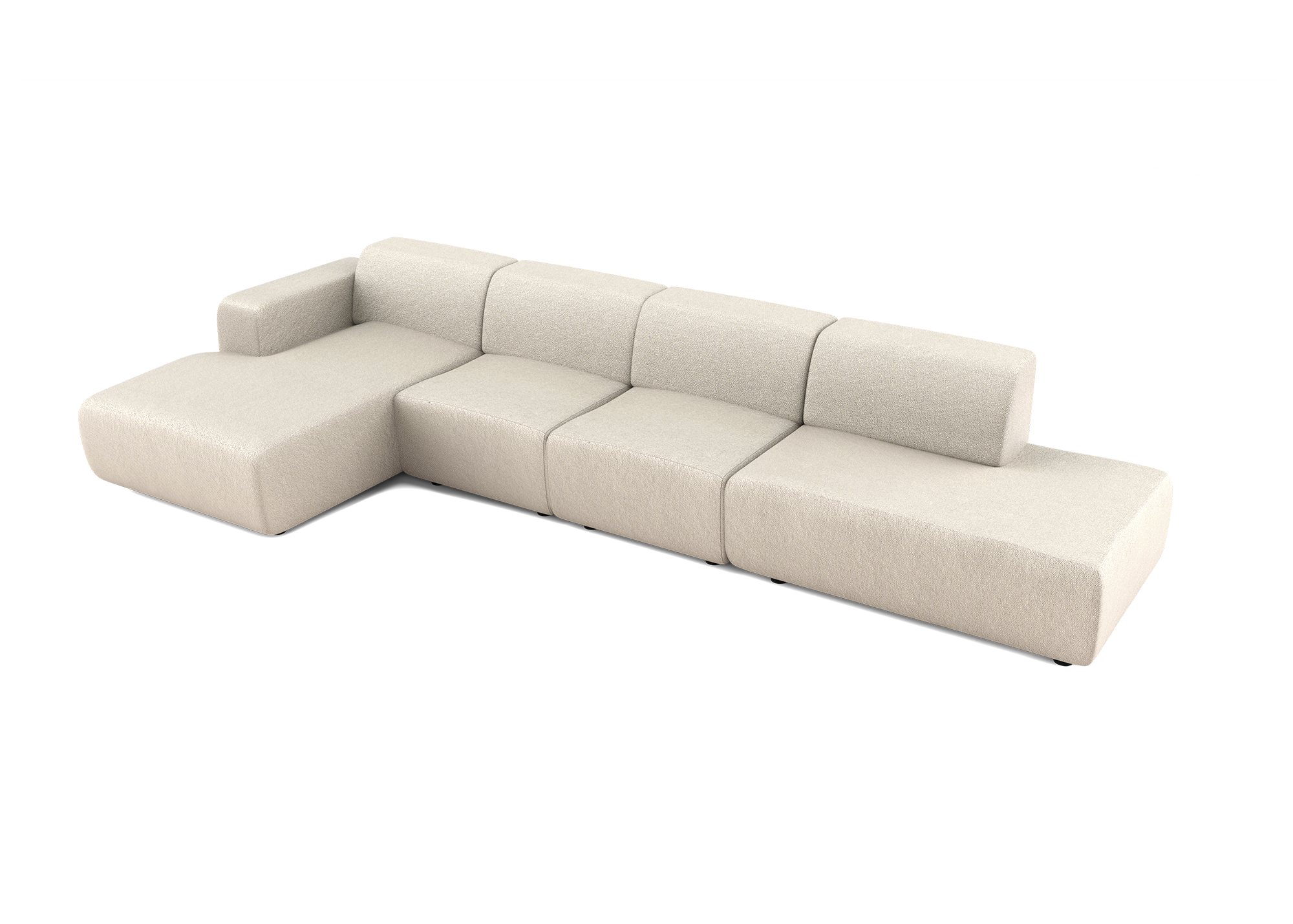 Manouk Equilibrio XL in beige loungebank met ottomaan - Links