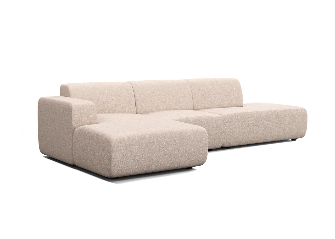 Manouk Harmony loungebank in creme met ottomaan - Links