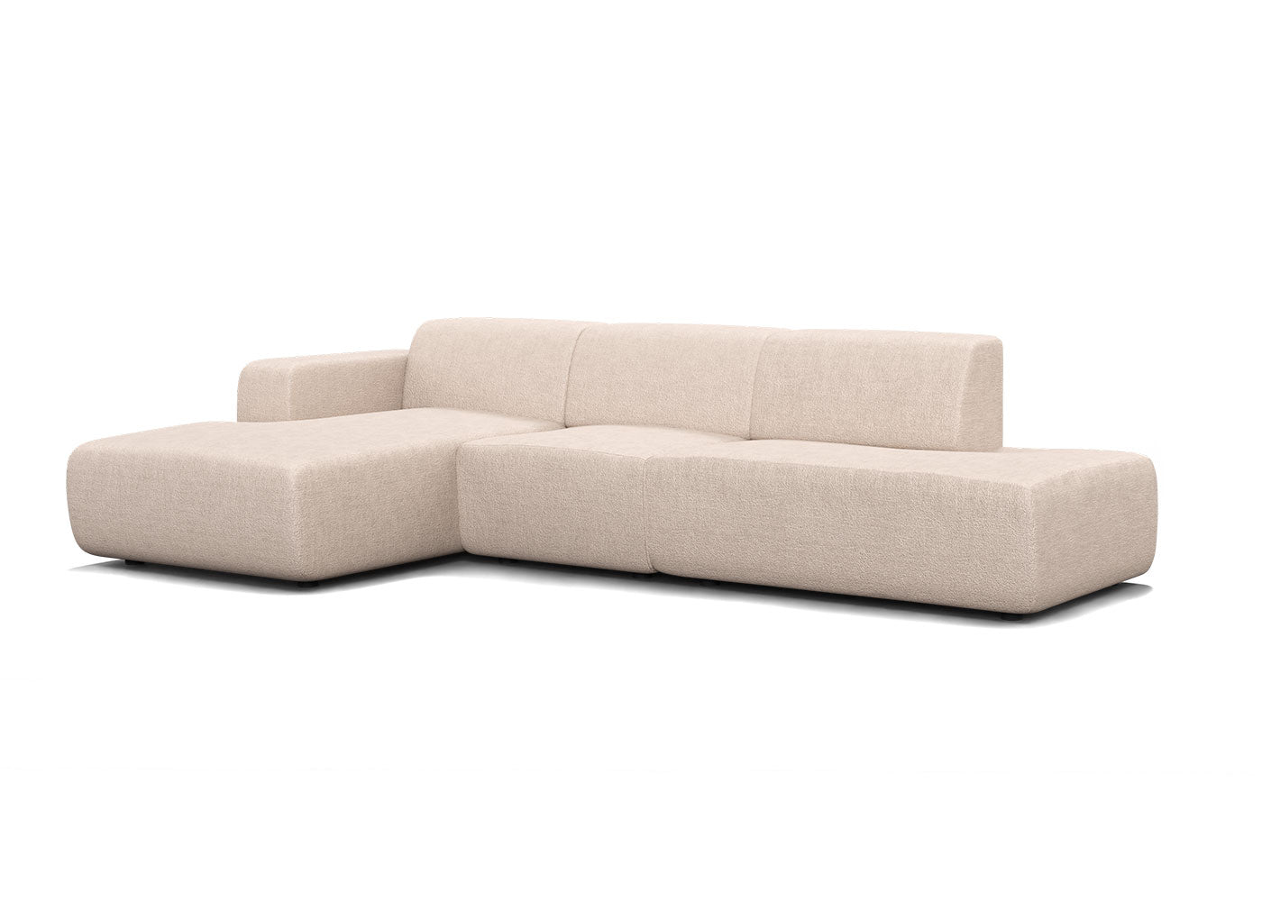 Manouk Harmony loungebank in creme met ottomaan - Links