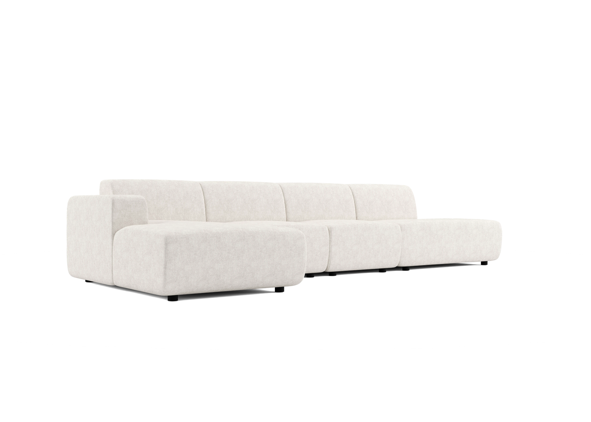 Manouk Harmony XL loungebank ivoor met ottomaan - Links