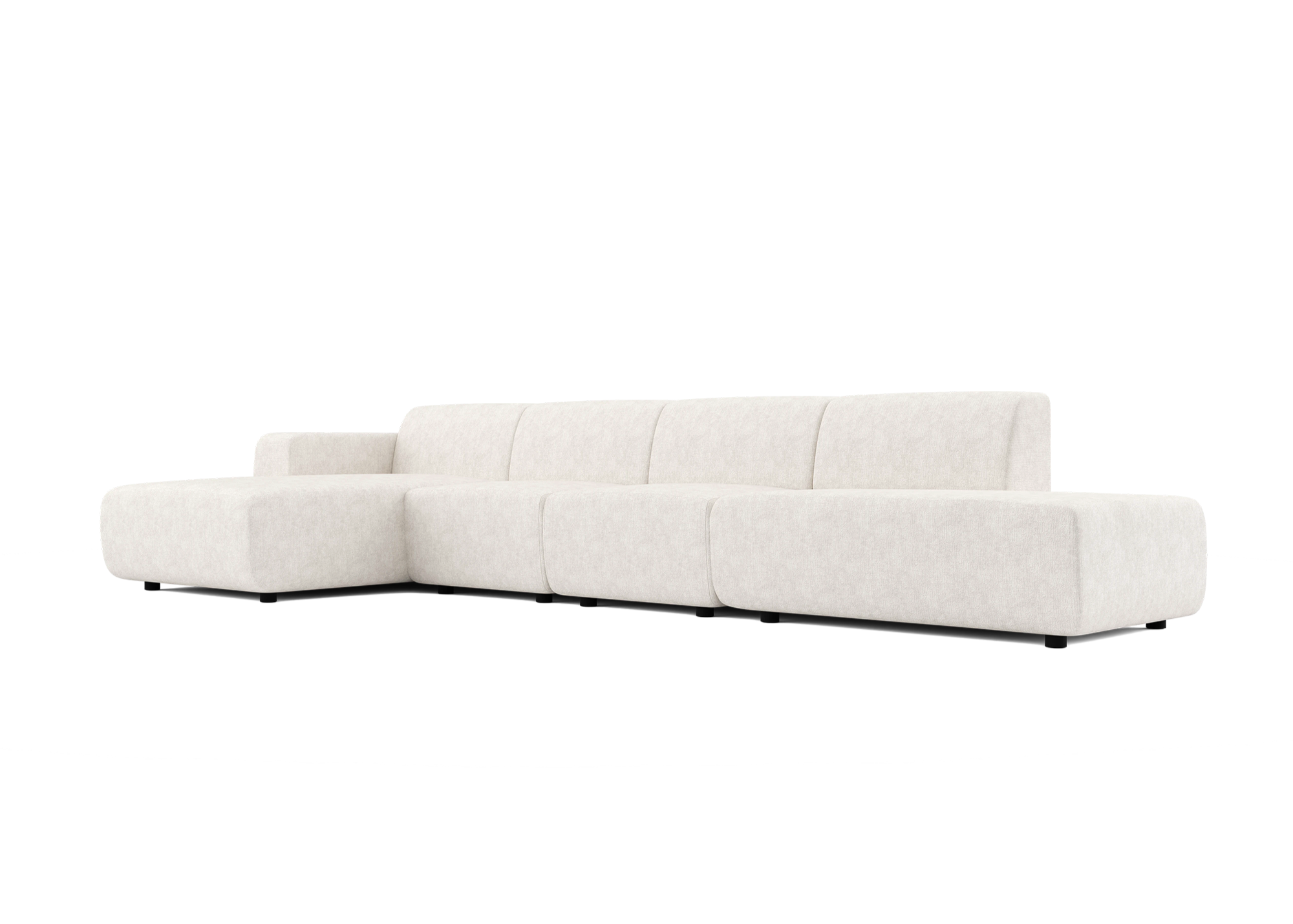 Manouk Harmony XL loungebank ivoor met ottomaan - Links