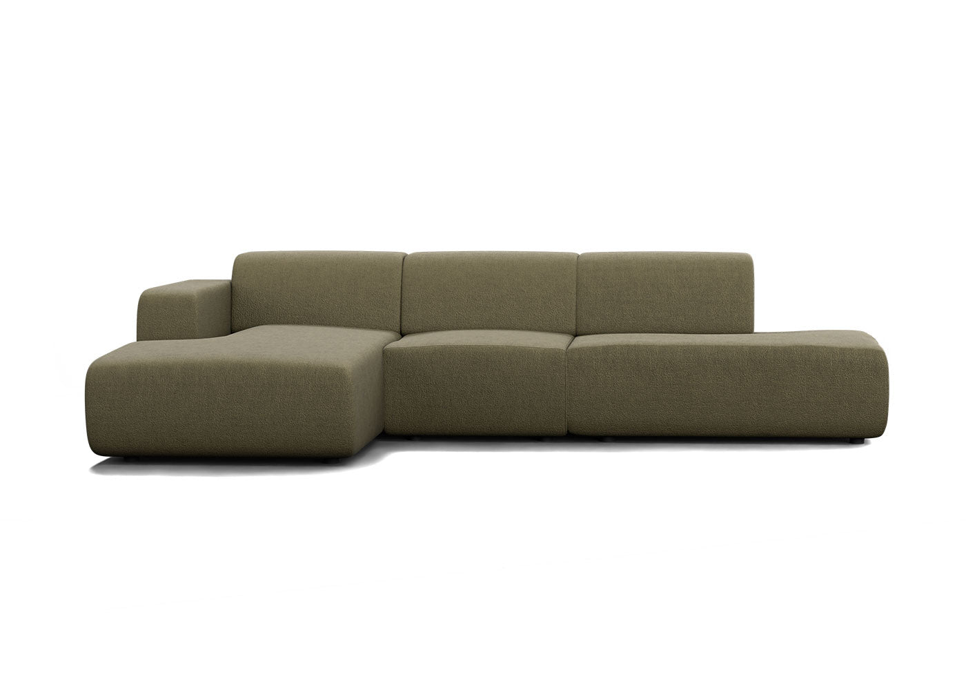 Manouk Harmony loungebank in groen met ottomaan - Links