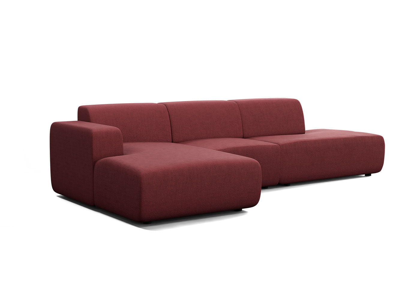Manouk Harmony loungebank in roze/bordeaux met ottomaan - Links