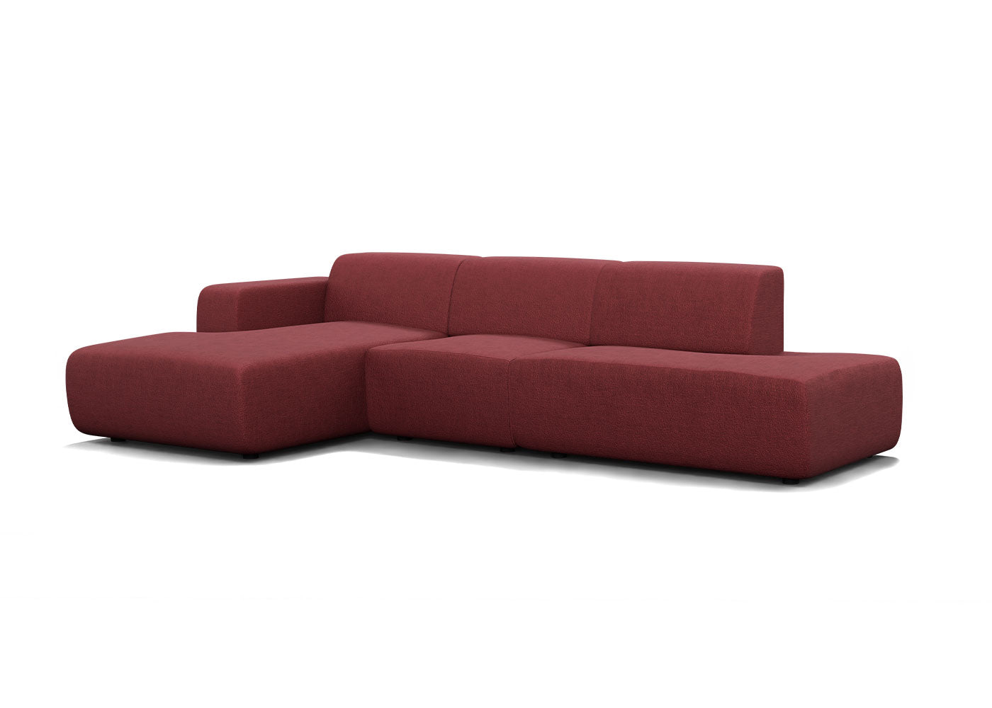 Manouk Harmony loungebank in roze/bordeaux met ottomaan - Links