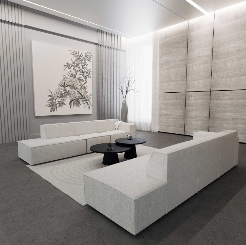 Ricco rechte 3-zits bank met ottomaan - Rechts