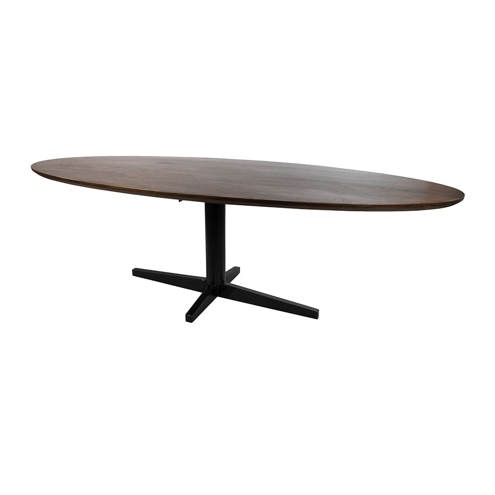 Eetkamertafel 190, ovaal, poot Black, Mango Brown Walnut
