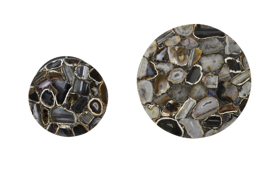 Bijzettafel Axat - Bruin/Zwart - Ø41+Ø28cm