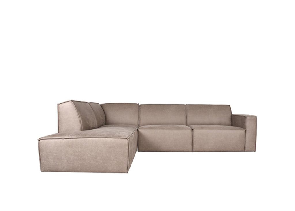 Hoekbank Kay in Taupe Microfiber - Ottomane + 2,5-Zits