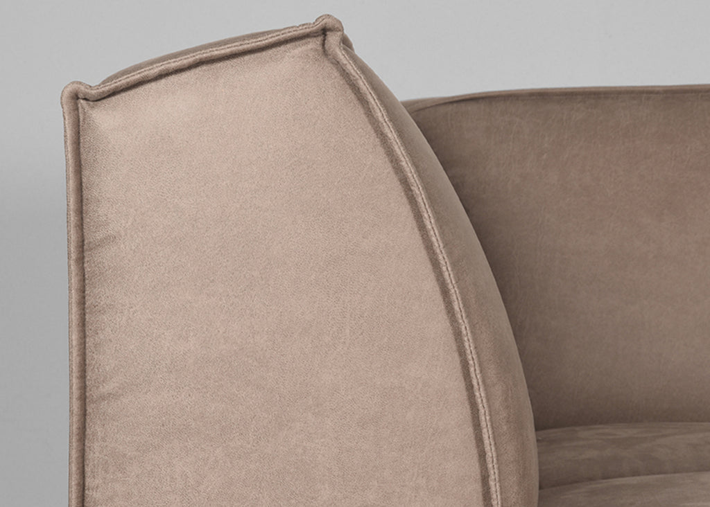 Hoekbank Kay in Taupe Microfiber - Ottomane + 2,5-Zits