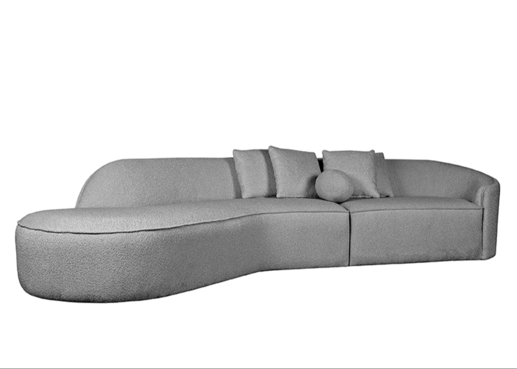 Bank Stelvio - Grijs - Bouclé - 4-Zits + Hoek Links