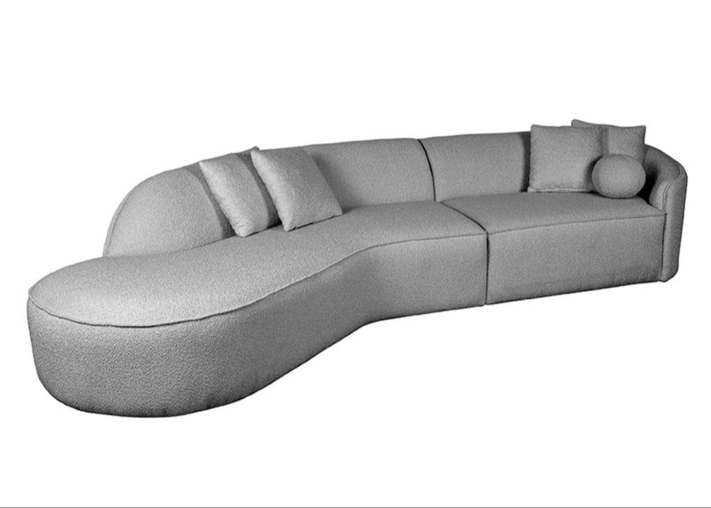 Bank Stelvio - Grijs - Bouclé - 4-Zits + Hoek Links