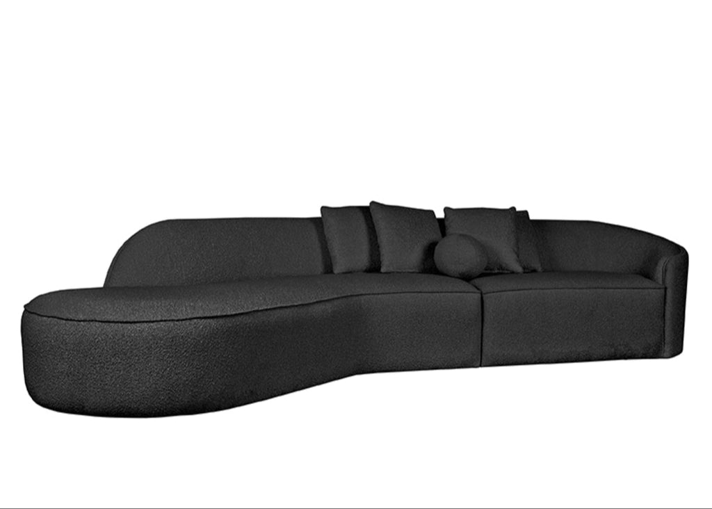 Bank Stelvio - Antraciet - Bouclé - 4-Zits + Hoek Links