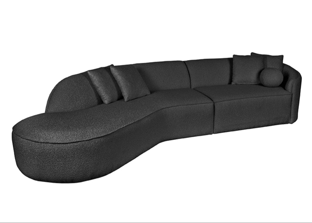 Bank Stelvio - Antraciet - Bouclé - 4-Zits + Hoek Links