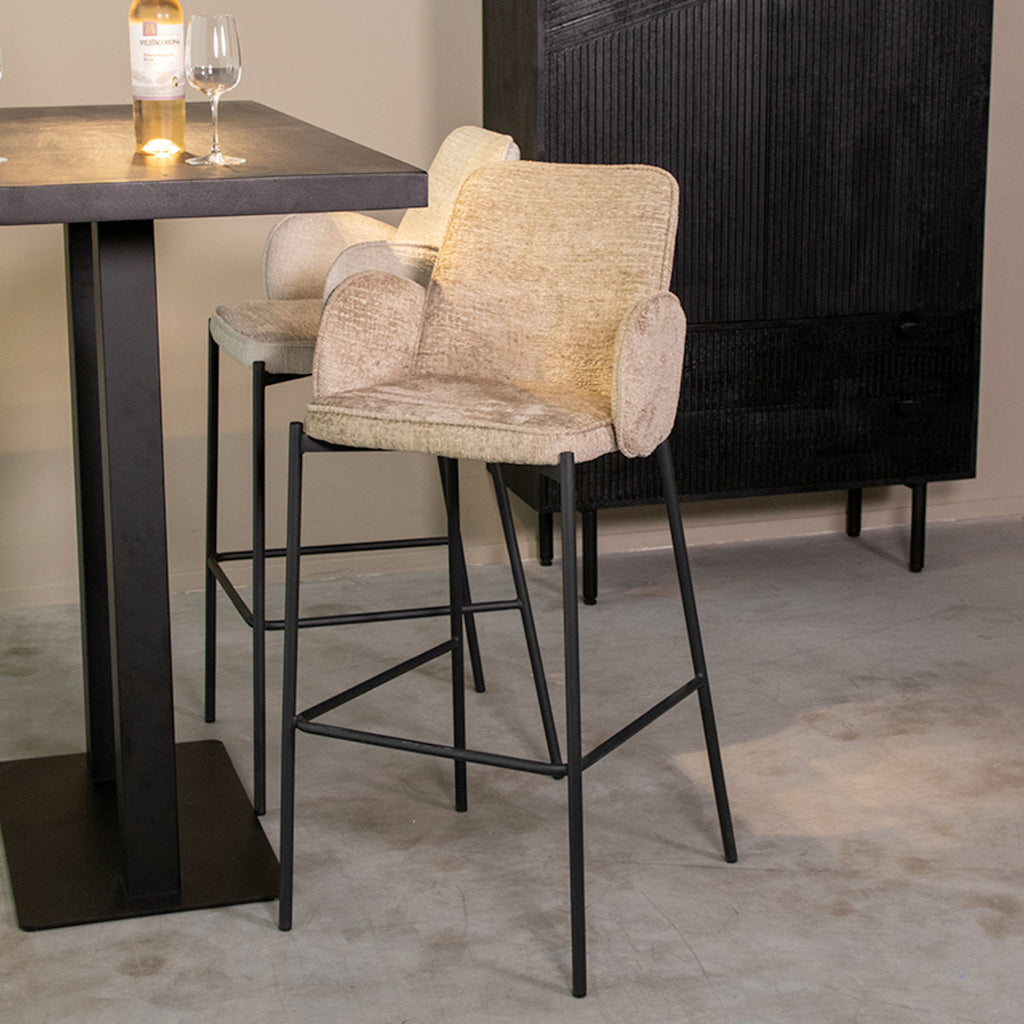 Barkruk Joni - Beige Fluweel