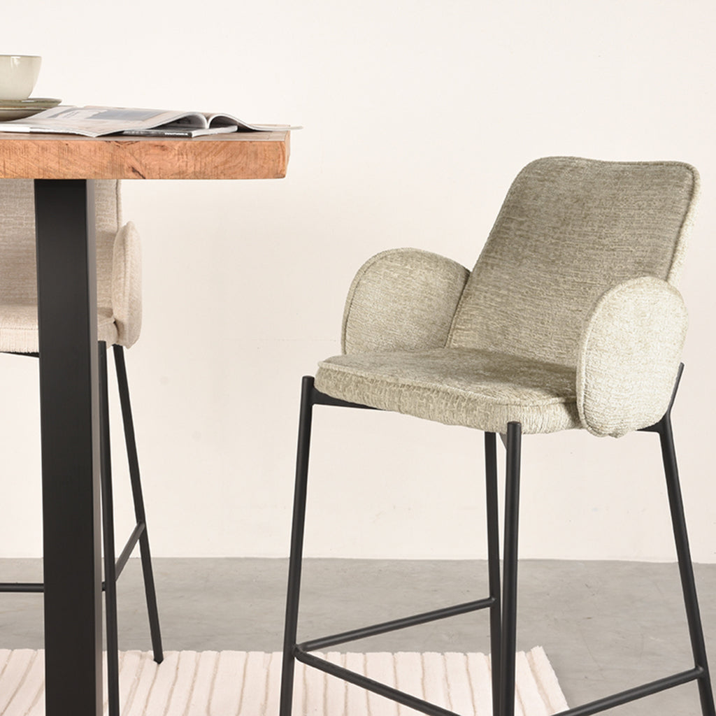 Barkruk Joni - Beige Fluweel