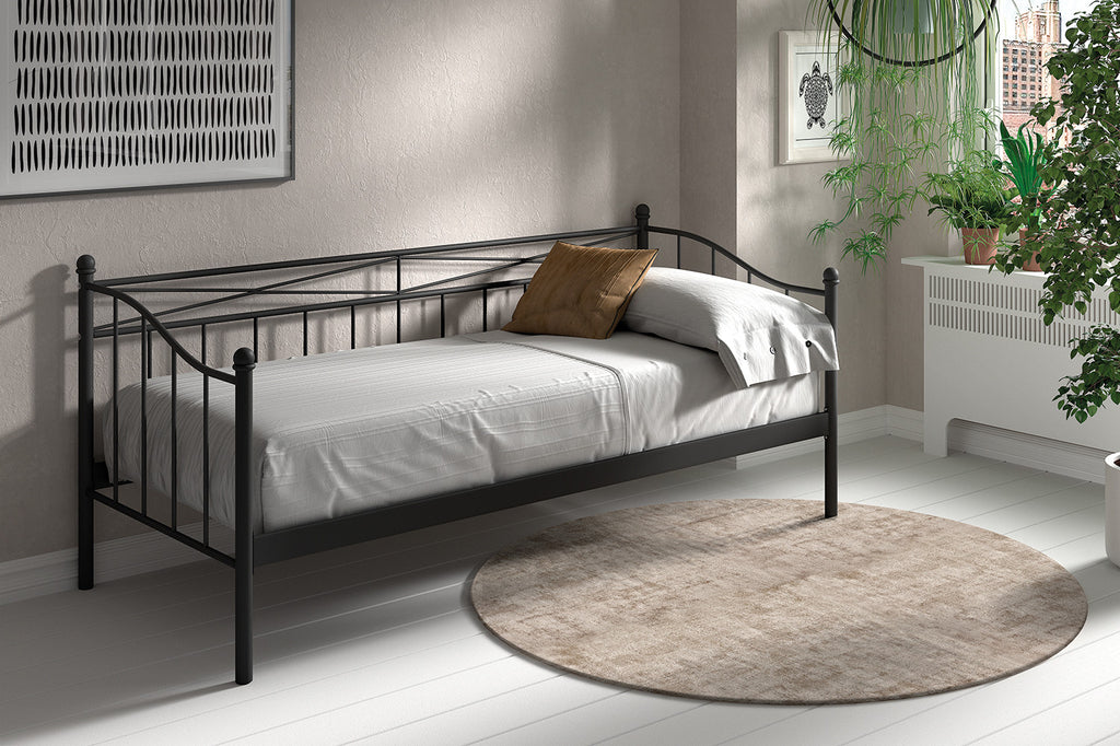 Bedframe Sablo 90x200 met lattenbodem Zwart