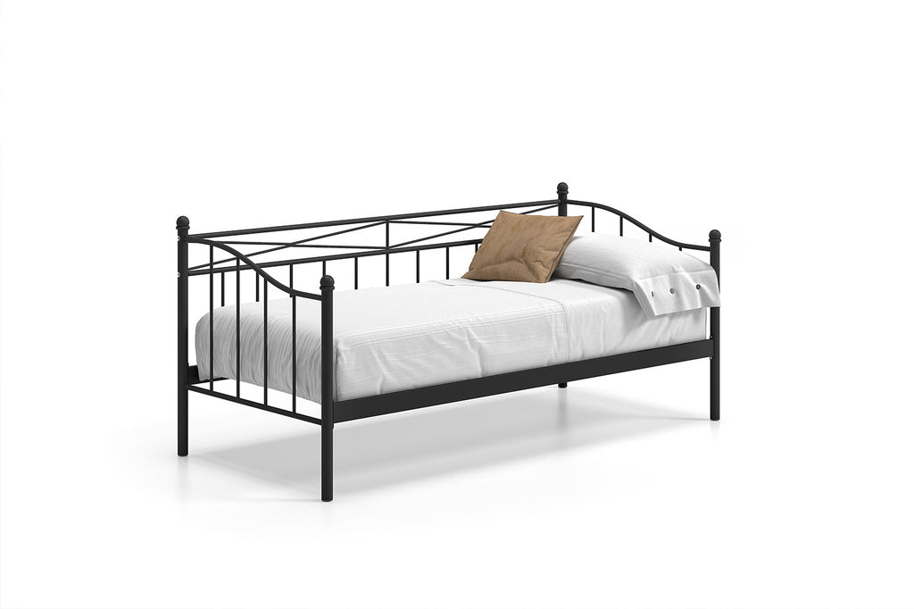 Bedframe Sablo 90x200 met lattenbodem Zwart