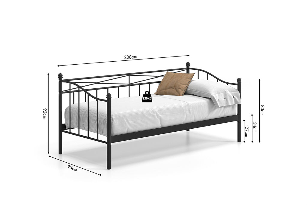 Bedframe Sablo 90x200 met lattenbodem Zwart
