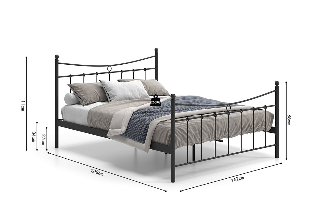 Bedframe Sacha 160x200 met lattenbodem Zwart