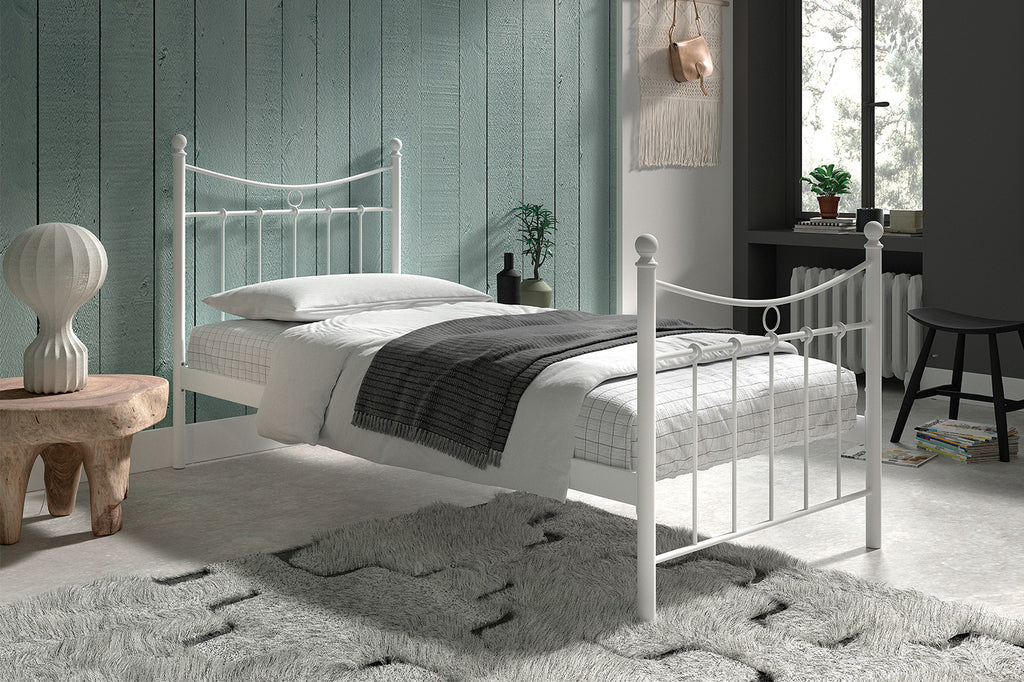 Bedframe Sacha 90x200 met lattenbodem Wit