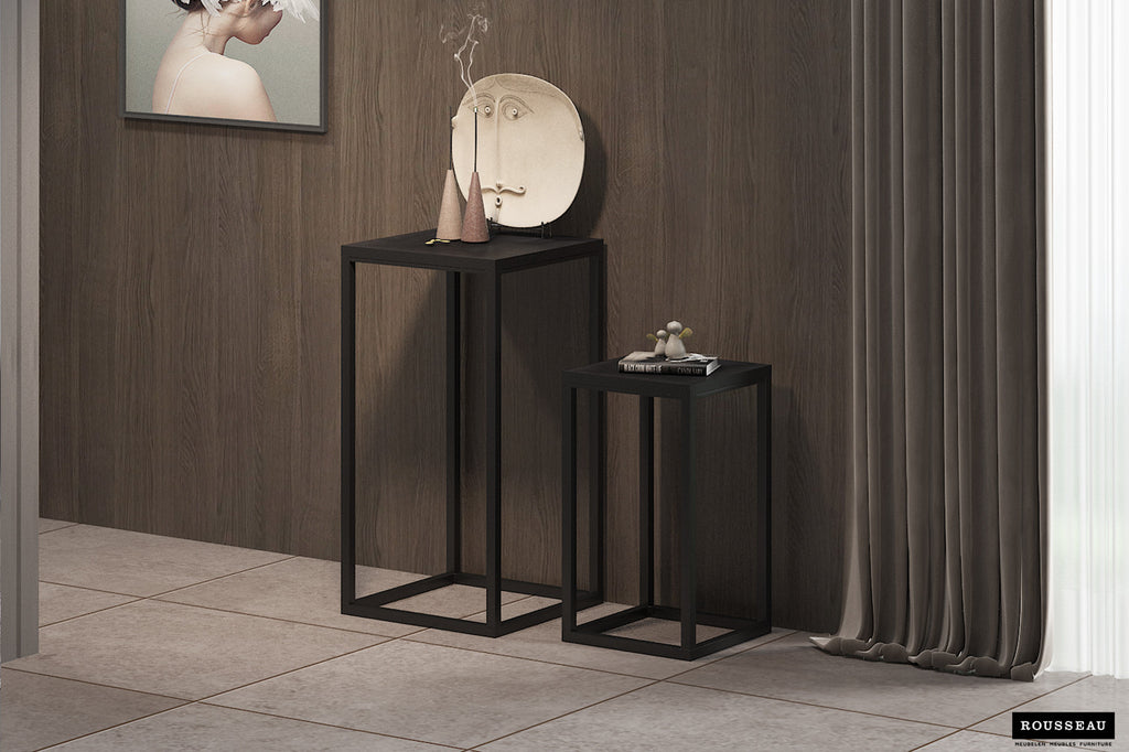 Bijzettafel Madeira 2-delig Mango hout zwart