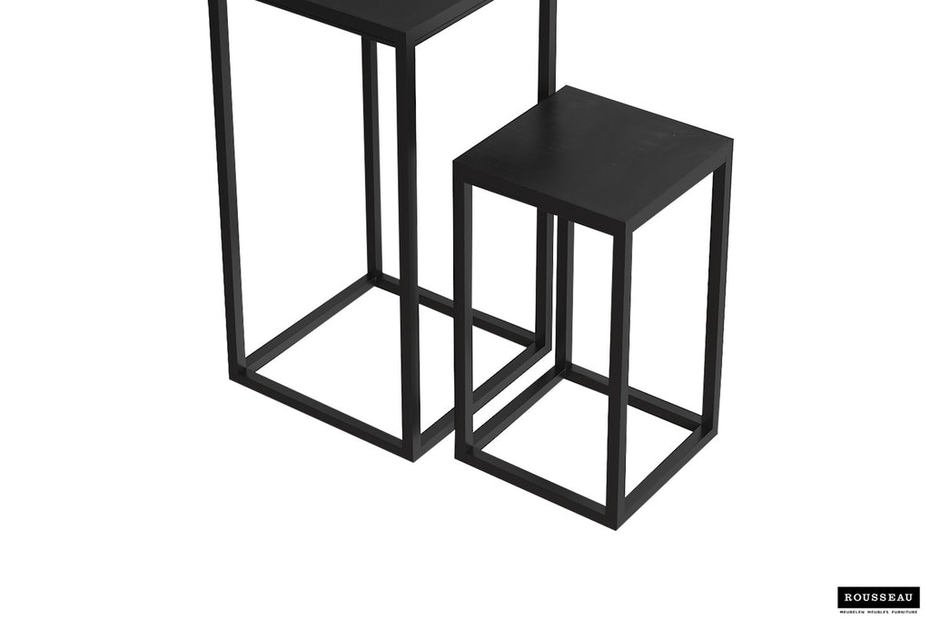 Bijzettafel Madeira 2-delig Mango hout zwart