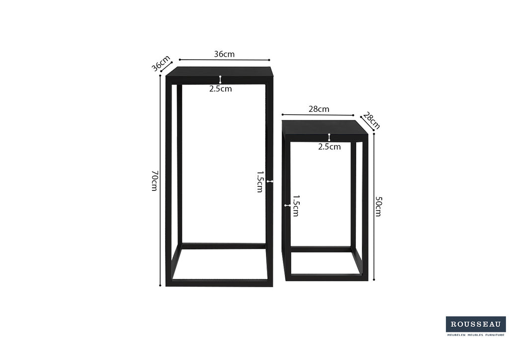 Bijzettafel Madeira 2-delig Mango hout zwart