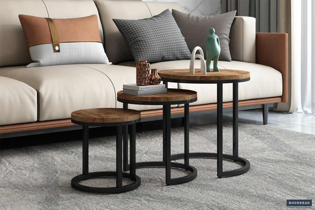 Bijzettafel Plano 3-delig Mango hout