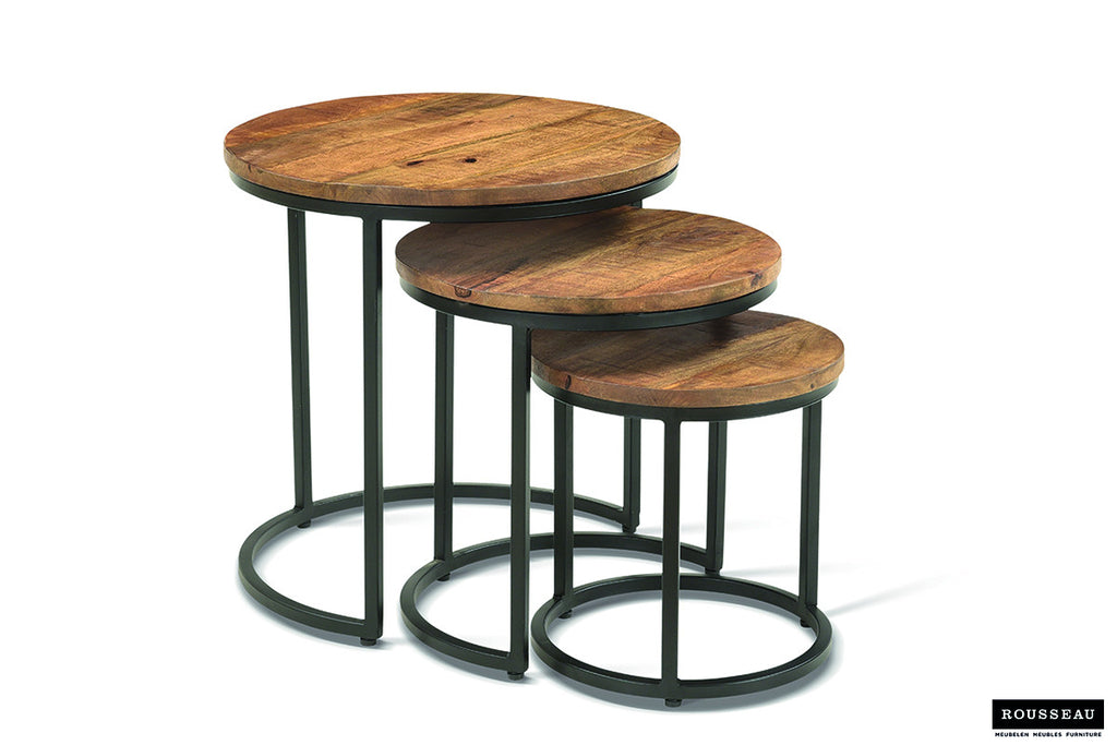 Bijzettafel Plano 3-delig Mango hout