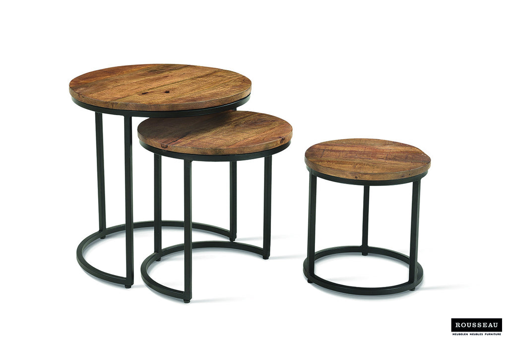 Bijzettafel Plano 3-delig Mango hout