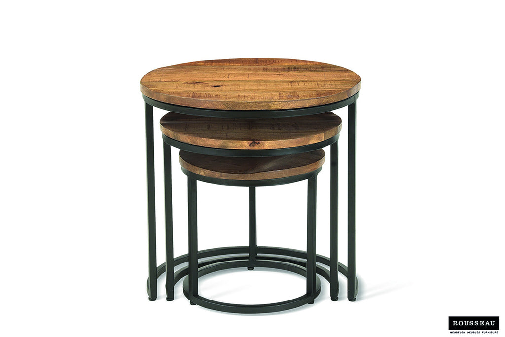 Bijzettafel Plano 3-delig Mango hout