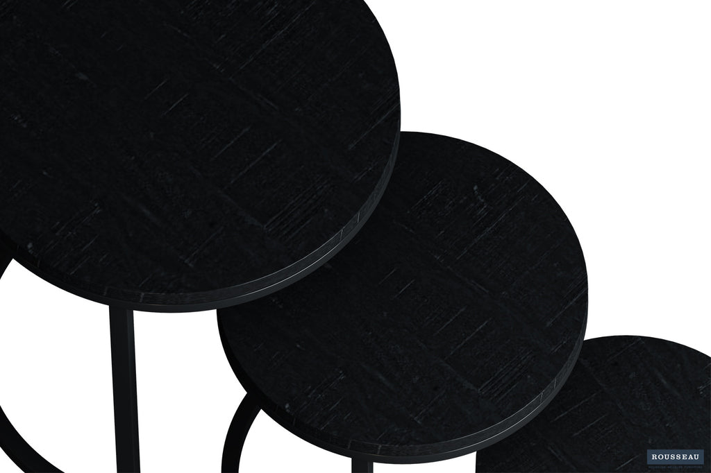 Bijzettafel Plano 3-delig Mango hout zwart