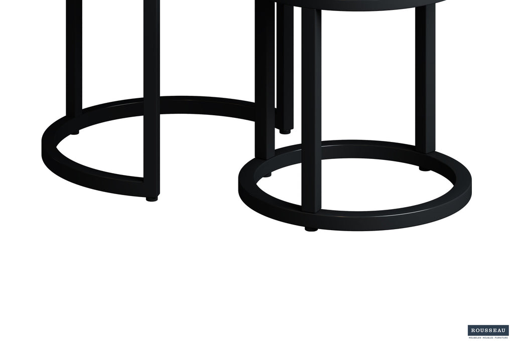 Bijzettafel Plano 3-delig Mango hout zwart