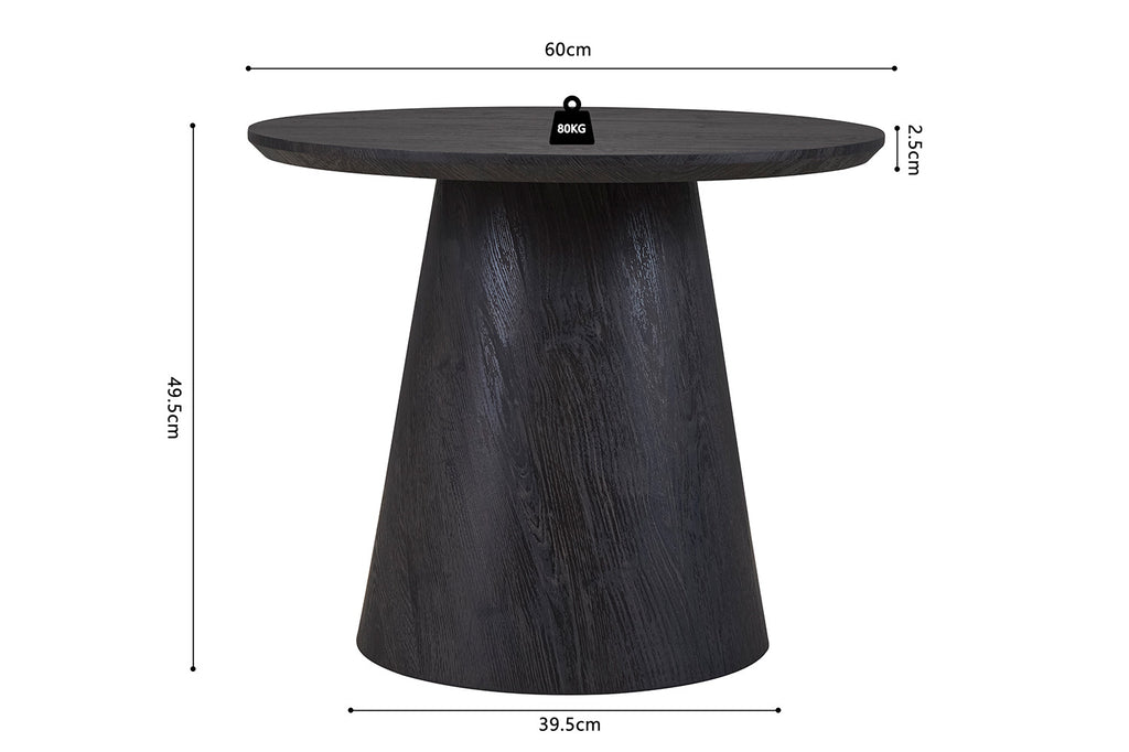 Ronde bijzetttafel Miklos 60 cm in Donkerbruin