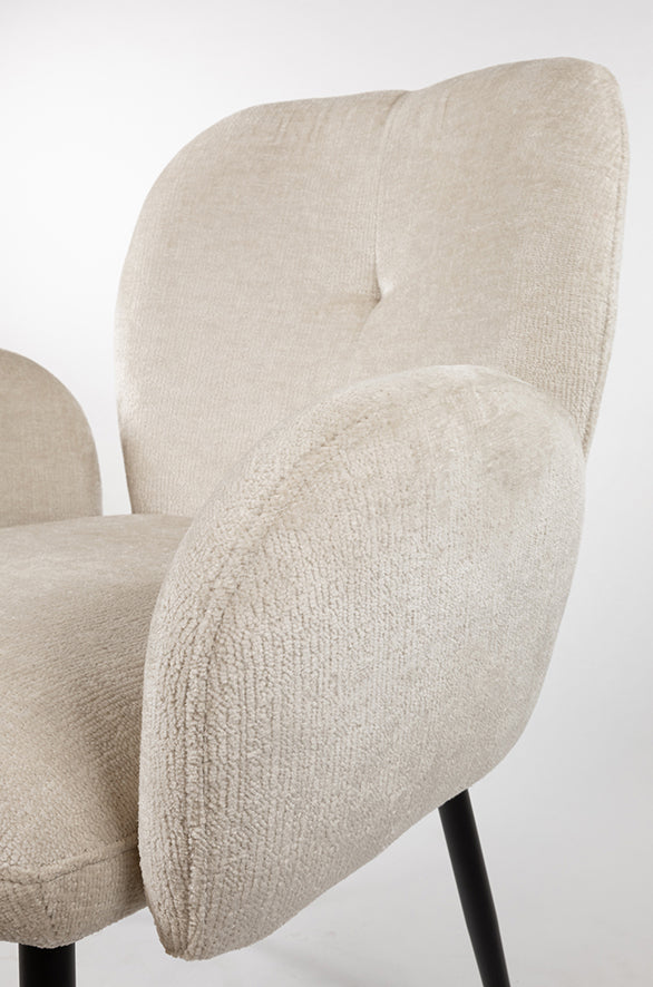 Bobby eetkamerstoel met arm in ivoor