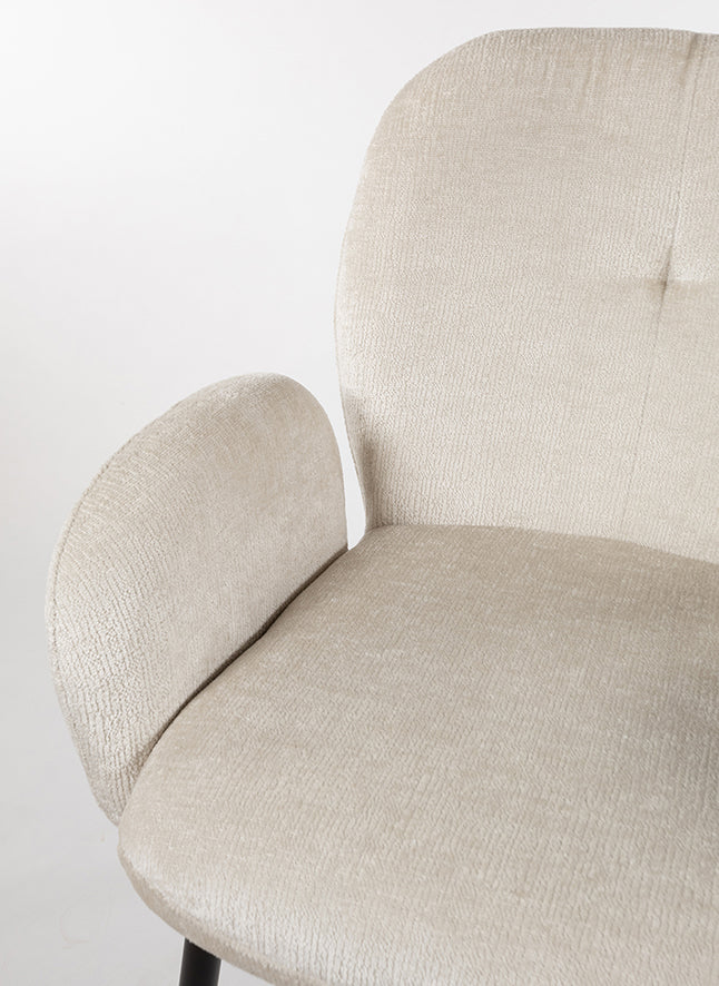 Bobby eetkamerstoel met arm in ivoor