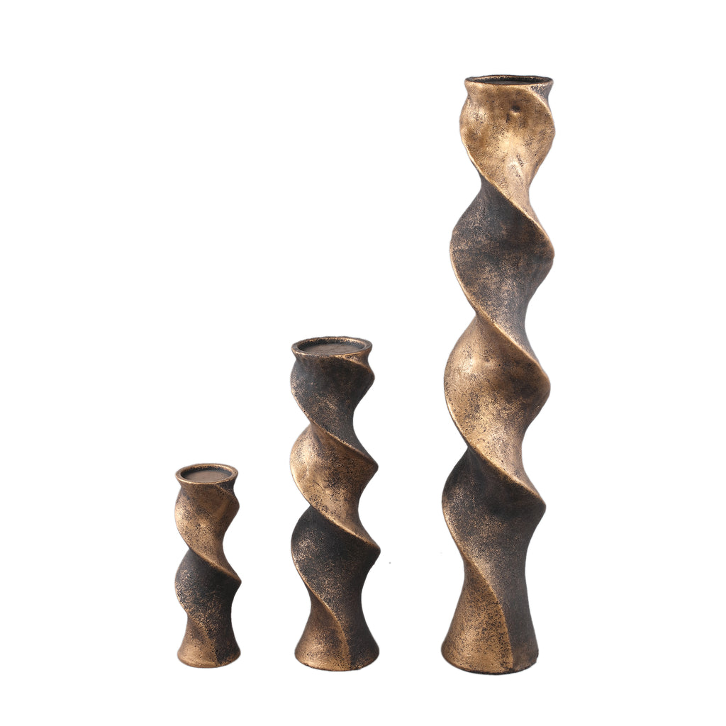 Bryah Black and gold cement kandelaar twist L