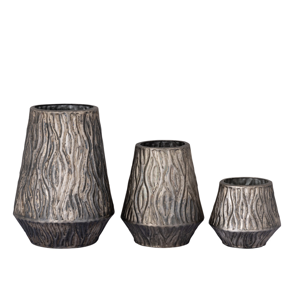 Deandra Silver alu sheet pot wavy patt rnd low M