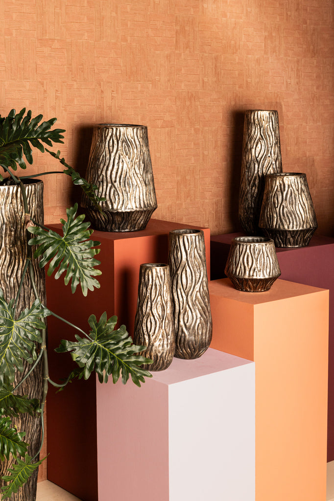 Deandra Silver alu sheet pot wavy patt rnd low M