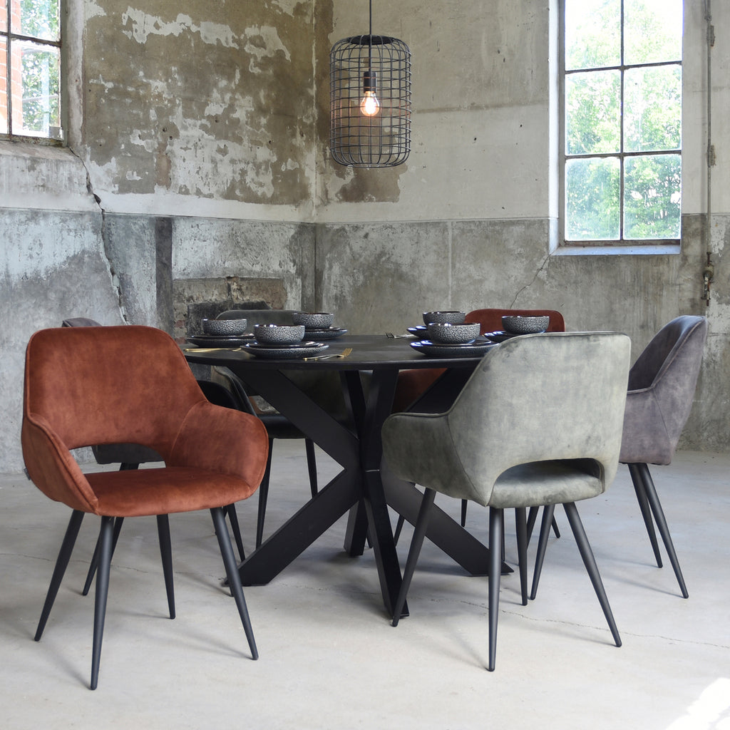 Eetkamerstoel Fer - Antraciet - Velours