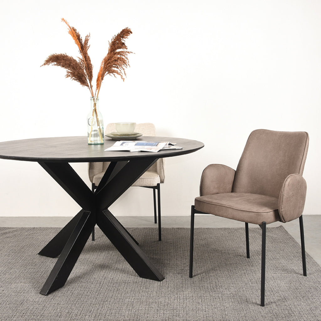 Eetkamerstoel Joni - Taupe - Microfiber