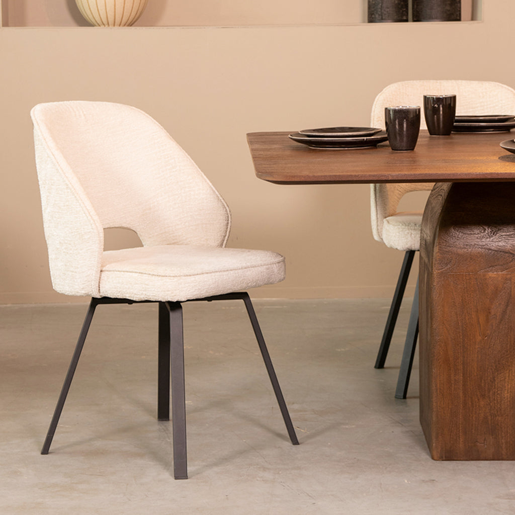 Eetkamerstoel Lewis - Crème - Fluweel