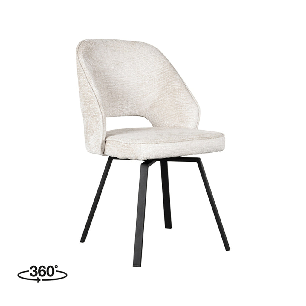 Eetkamerstoel Lewis - Crème - Fluweel