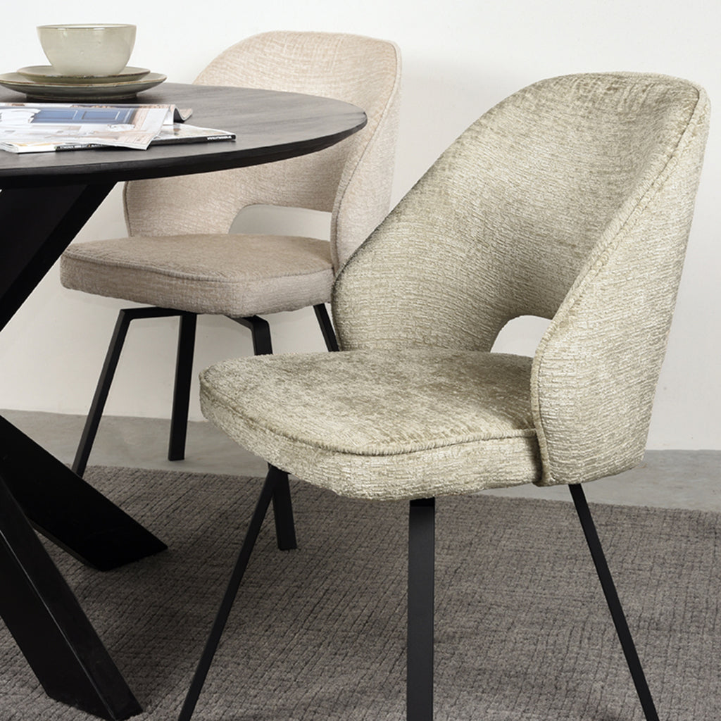 Eetkamerstoel Lewis - Beige - Fluweel