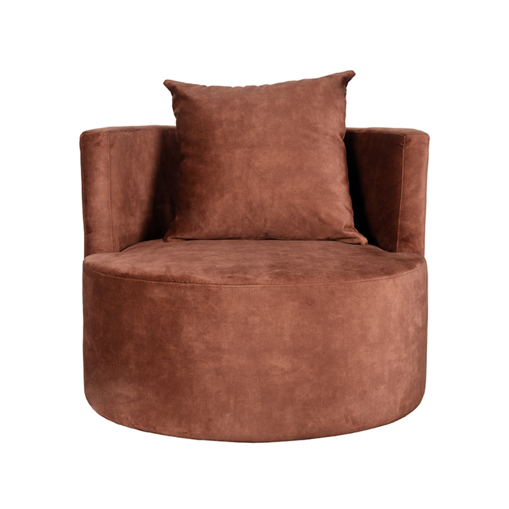 Fauteuil Evy velours rust 90 cm